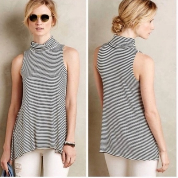 Anthropologie puella striped turtleneck tunic top - Picture 1 of 4